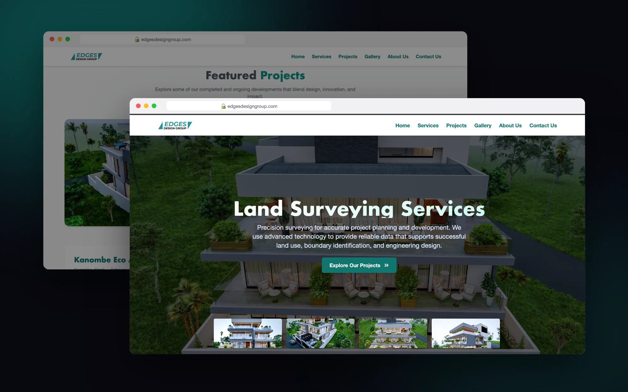 Edges Design Group Website by Plankton, shown in browser mockups