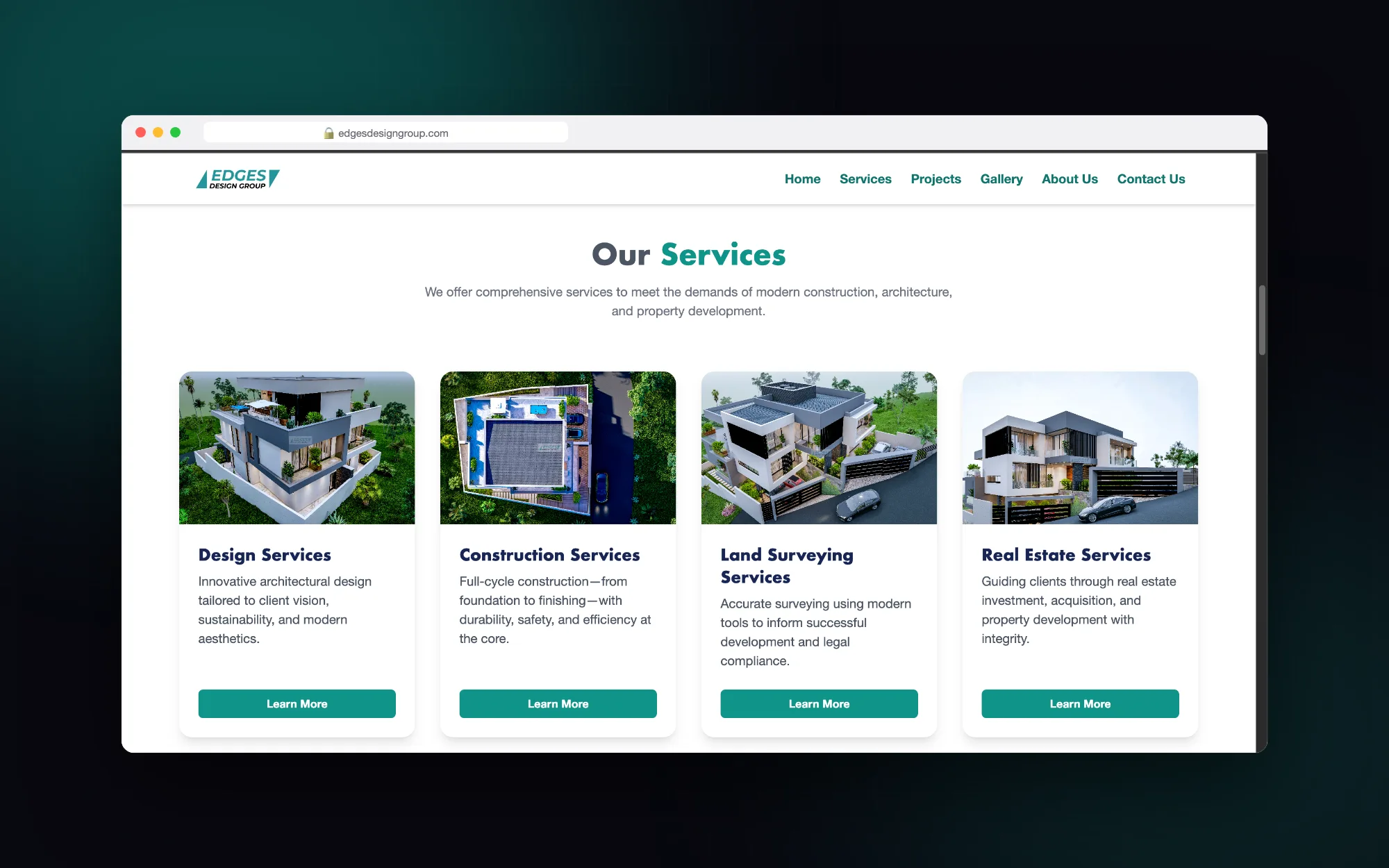 Edges Design Group: Services overview: design, construction, land surveying and real estate.