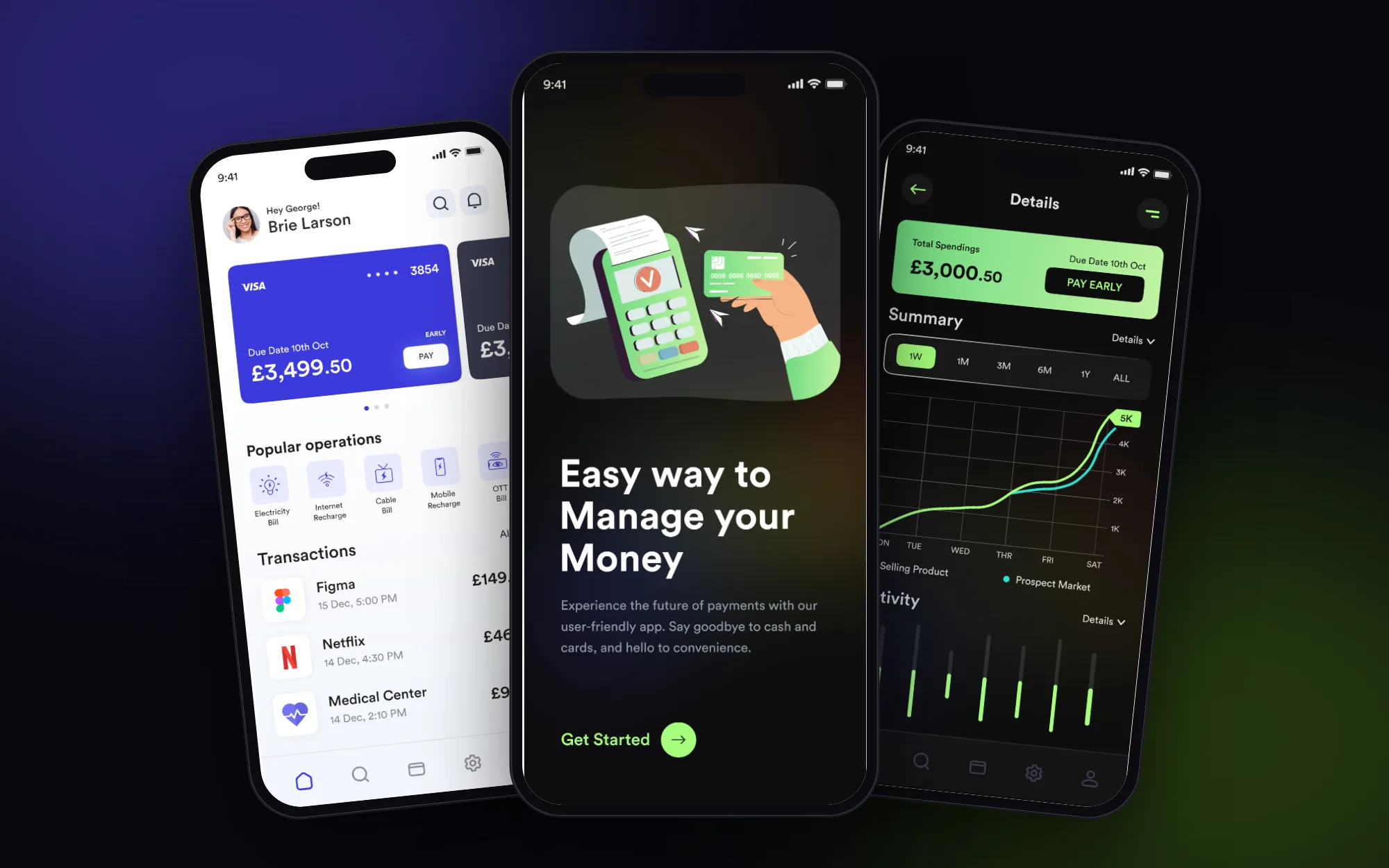 PayFlow Mobile App by Plankton, shown in phone mockups