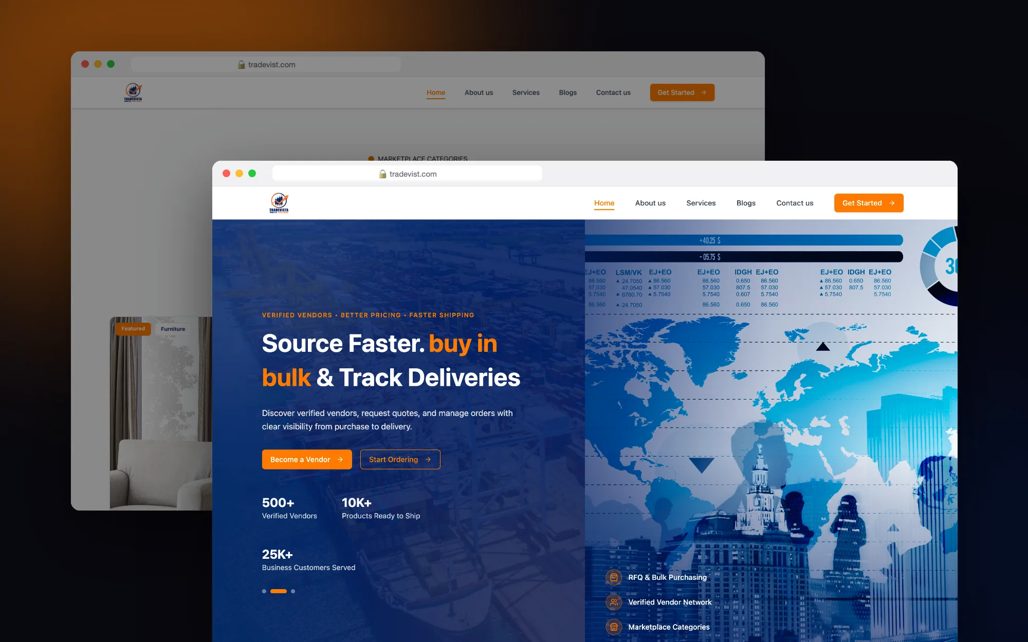 Trade Vista Website by Plankton, shown in browser mockups